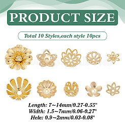 100шт. 10 набора латунных колпачков для бусин&nbsp;KK-ME0001-92