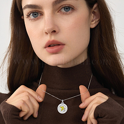 2 шт. 2 стиля антикоррозийных плоских круглых медальонов из нержавеющей стали NJEW-HS0001-18