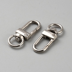 合金回転式ナスカン  スイベルスナップフック  プラチナ  33.5x13x6mm  穴：9x5.5mm&nbsp;FIND-WH0365-009P