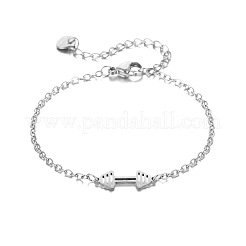 304ステンレススチール製ダンベルリンクブレスレット  ユニセックス用アズキチェーンブレスレット  変色なし  ステンレス鋼色  6.69インチ（17cm）&nbsp;WG5C189-01