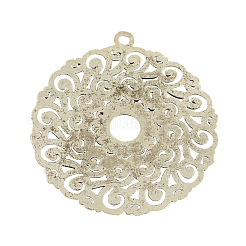 Alliage de style tibétain rondes plat creux gros pendentifs&nbsp;TIBEP-2564-AS-LF