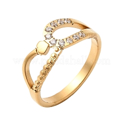 Bagues en acier inoxydable 304 micro pavé de zircones cubiques pour femmes&nbsp;RJEW-A104-01G