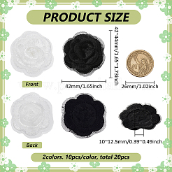 20 шт. 2 цвета 3D цветок розы полиэстер компьютеризированная вышивка орнамент аксессуары&nbsp;DIY-FG0007-96