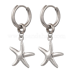 Pendientes colgantes de aro de acero inoxidable 304 con diseño oceánico para mujer&nbsp;EJEW-JE07267-02