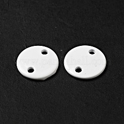 スプレー塗装された201ステンレススチールコネクタチャーム  フラットラウンド  ホワイト  8x1mm  穴：1.2mm&nbsp;STAS-G304-23E