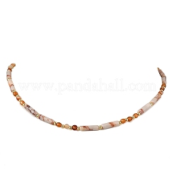 Женские ожерелья из натурального красного сетчатого камня и граненых круглых бусин красного агата NJEW-JN05647