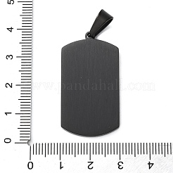 304ステンレスペンダント  長方形のチャーム  マット  ブラック  36.5x20x2.5mm  穴：9.5x5.3mm&nbsp;STAS-G346-46EB