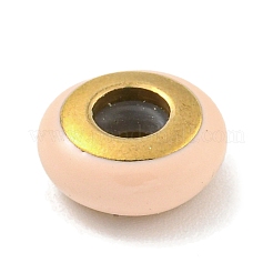 304ステンレススチールエナメルヨーロピアンビーズ  内部のゴムと  大穴ビーズ  ロンデル  ゴールドカラー  11.5x5mm  穴：4.5mm&nbsp;STAS-U005-01B-G
