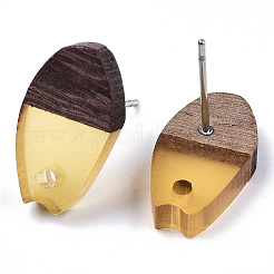 Fornituras de aretes de resina transparente y madera de nogal&nbsp;MAK-N032-010A-A02