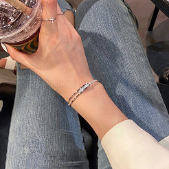 Bracelets manchettes en alliage et strass pour femmes&nbsp;FS-WG50859-01