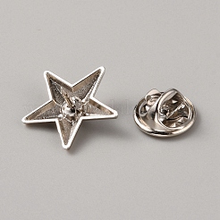 合金スターブローチ  メンズシャツの襟ピン  プラチナ  17x18x4mm&nbsp;LS-AJEW-WH0515-08P