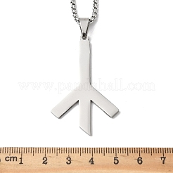 Ожерелье с подвеской из нержавеющей стали 201 с символом руны смерти NJEW-H065-18P