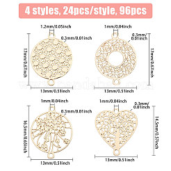 96 шт. 4 стиля подвески-соединители из латуни с филигранным покрытием&nbsp;KK-CA0002-89