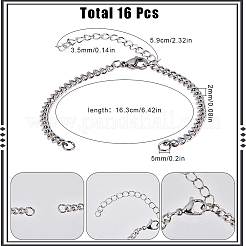 16шт 304 нержавеющая сталь витые цепочки для изготовления браслета&nbsp;AJEW-SC0002-50