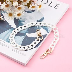 不透明なアクリルツイストチェーンバッグハンドル  合金スプリングゲートリングとスイベルクラスプ付き  バッグストラップ用交換アクセサリー用  ゴールドカラー  ホワイト  48cm&nbsp;AJEW-BA00077-02