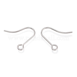 変色しにくい304ステンレススチール製ピアスフック  耳ワイヤー  水平ループ付き  ステンレス鋼色  15.5mm  穴：2mm  21ゲージ  ピン：0.7mm&nbsp;STAS-O135-04A