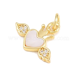Pendentifs en laiton micro pavé de zircone cubique transparent pour la saint-valentin&nbsp;KK-H273-39G-02