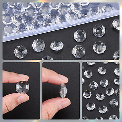 透明ファセットガラスコネクターチャーム80個  透明  八角形  15x14x7mm  穴：1.4mm&nbsp;GLAA-SP0001-88D-01