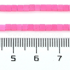 天然石瑪瑙ビーズ連売り  染め  キューブ  濃いピンク  2x2x2mm  穴：1mm  約150個/連  15.08インチ（38.3cm）&nbsp;G-M422-A01-04F