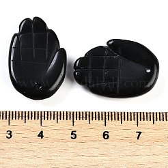 天然な黒の石のペンダント  ハムサ手  26~27x18.5~19x6~6.5mm  穴：1.5mm&nbsp;G-K359-03B