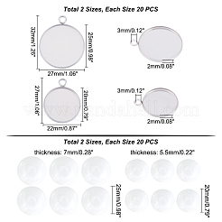 80 шт. 4 стиля из нержавеющей стали 304 со стеклянными подвесками-кабошонами DIY-DC0001-09