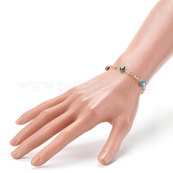 Bracciali con catena a maglie malocchio smaltato in ottone&nbsp;BJEW-JB06183
