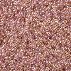 MIYUKIラウンドロカイユビーズ  日本製シードビーズ  （rr275)ダークピーチライニングクリスタルab  11/0  2x1.3mm  穴：0.8mm  約1100PCS /ボトル  10 G /ボトル&nbsp;SEED-JP0008-RR0275