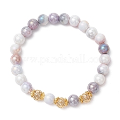 Гальванизированные градиентные цветные стеклянные растягивающиеся браслеты&nbsp;BJEW-JB11963