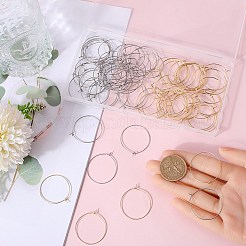 160個 2色 316サージカルステンレススチールワイングラスチャームリング  フープピアスパーツ  バスケットボールの妻のためのDIYの材料はピアスフープ  本金メッキ&ステンレススチールカラー  35x30x0.7mm  21ゲージ  80個/カラー&nbsp;STAS-SC0007-22