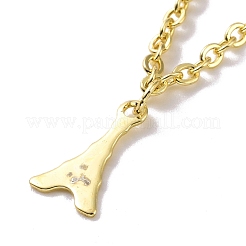 Bracciale con ciondoli a forma di torre e albero in acciaio inossidabile 201 con catene in acciaio inossidabile 304 per donna&nbsp;BJEW-C019-23G
