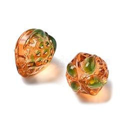 Прозрачные стеклянные эмалевые бусины клубника&nbsp;LAMP-V001-05B