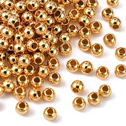 Perles d'espacement rondes en laiton plaquées sur crémaillère&nbsp;KK-I601-3mm-G-RS