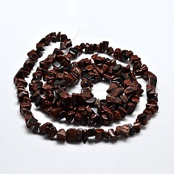 Чип натурального красного дерева обсидиана бисером нити G-N0134-25