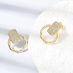 Pendientes de tuerca de circonio cúbico con micro pave de latón&nbsp;KK-CBA5B62-03B-G