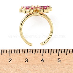 Кольца-манжеты из цветочной латуни с микропаве из кубического циркония для женщин RJEW-A069-14G