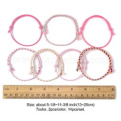 男性と女性のための14個7色のコットンコードブレスレットセット  ミックスカラー  5-1/8~11-3/8インチ（13~29cm）  2個/カラー&nbsp;BJEW-FS00025-01