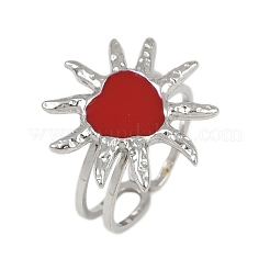 Herz Sonne 304 Edelstahl Emaille Fingerringe für Frauen&nbsp;RJEW-G355-08P-02