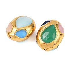 Овальные бусины кошачий глаз&nbsp;KK-H516-04G