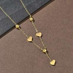 Ионное напыление (IP) на подвески в форме сердца из нержавеющей стали марки 304 с 201 круглой бусиной из нержавеющей стали.&nbsp;NJEW-D269-03G