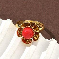 Латунные регулируемые кольца на палец для женщин RJEW-K295-02G