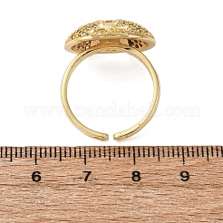 Anillos de puño abiertos ajustables con micropavé de circonita cúbica de latón para mujer&nbsp;RJEW-A072-01C-G