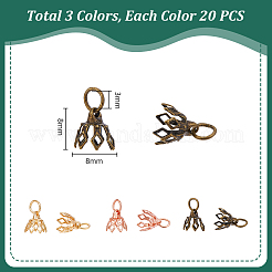 60 шт. 3-х цветные филигранные латунные колпачки для бусин KK-PH0013-12