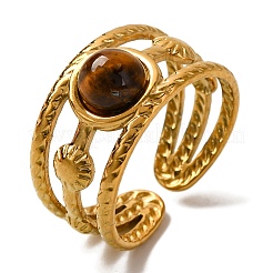Anillos de dedo redondos de piedra natural mixta&nbsp;RJEW-Q822-15G