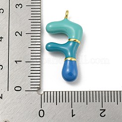 真鍮製エナメルペンダント  長持ちメッキ  カドミウムフリー＆鉛フリー  18KGP本金メッキ  レターチャーム  文字F  24.5x12.5x5mm  穴：1.8mm&nbsp;KK-E093-03G-F