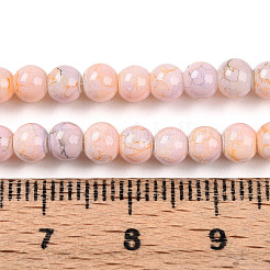 ペイントガラスビーズを焼く  磁器のビーズを模倣する  ラウンド  桃パフ  4~4.5mm  穴：0.8mm&nbsp;X1-DGLA-N003-4mm-C01