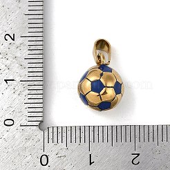トレンディなネックレスの留め具 304 ステンレススチール フットボール/サッカーボールペンダント  ゴールドカラー  ブルー  15x11mm  穴：3x6mm&nbsp;STAS-L012-B01G-01