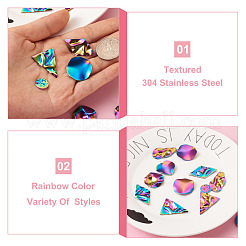 32 Stück 8 Stil Regenbogenfarbe 304 Edelstahl Anhänger&nbsp;STAS-CD0001-28