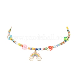 Collana con pendente arcobaleno in smalto in lega&nbsp;NJEW-JN04348