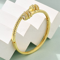 Браслеты из латуни с микропаве и прозрачным фианитом на шарнирах BJEW-S168-03G