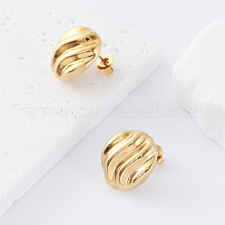 女性用304ステンレススチールスタッドピアス  ラウンド  ゴールドカラー  20x18mm&nbsp;DA0385